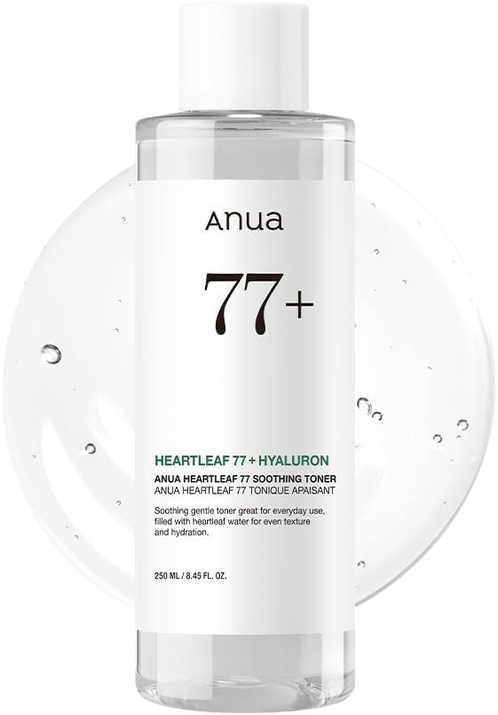 Anua Heartleaf 77 Soothing Toner I pH 5.5 Trouble Care, Calming Skin, Refreshing, Hydrating, Purifying, Cruelty Free, Vegan,(250ml / 8.45 fl.oz.)