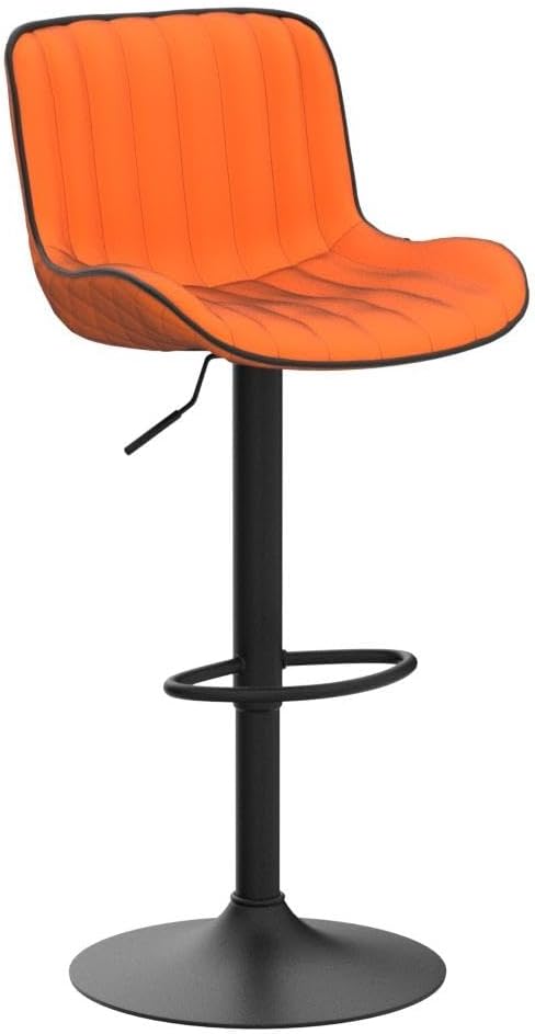 YOUNUOKE Orange Bar Stools Set of 2, Height Adjustable, 360° Swivel, Faux Leather Upholstered Barstools with Back, Mid-Century Modern Design, Stools for Kitchen Island, Home Bar, Bistro, Restaurant