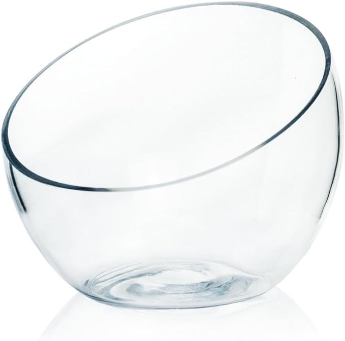 Craft And Party, Slantted Glass Cut Bubble Bowl, 8.5" Height x 10" Width Slantted Bubble vase for Terraium, Flower vase Centerpiece