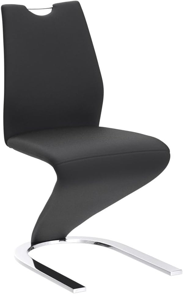 Mermaid Dining Chairs Set of 2, Modern Kitchen Dining Room Armless Upholstered Side Chairs in PU Leather Cushion Seat and Sturdy Metal Legs (2 Black)