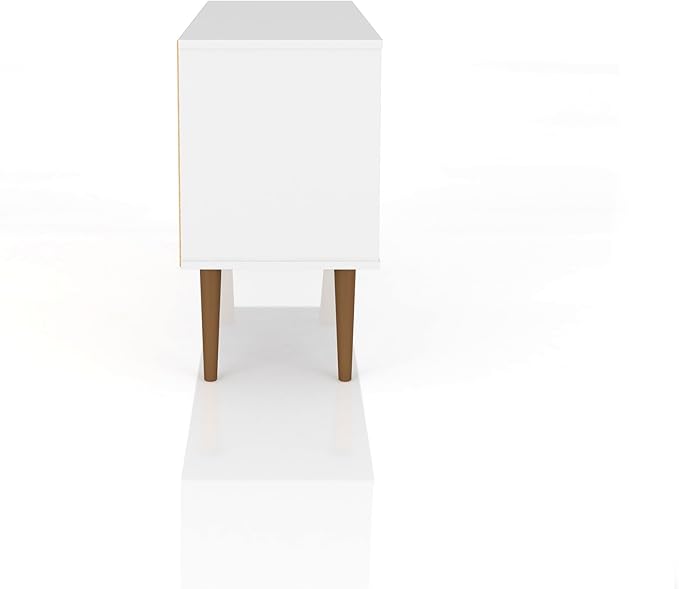 Manhattan Comfort Liberty Mid Century Modern TV Stand for Televisions up to 46 Inches, Bedroom and Living Room Entertainment Center with Storage, Shelves, and Cabinet, 43" Wide, White/Aqua Blue