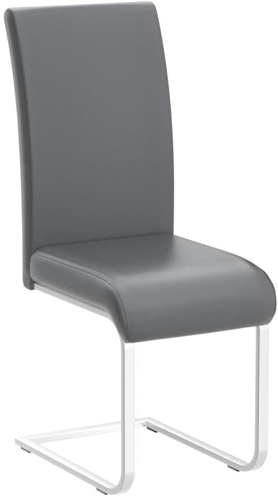 Yaheetech Dining Chairs Set of 4 Modern Faux Leather Upholstered Dining Room Chairs with High Back and Metal Chrome Legs for Kitchen/Living Room/Restaurant, Dark Gray