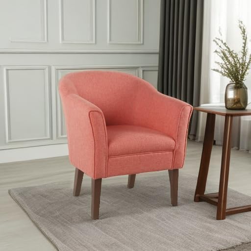 HomePop Barrel Shaped Accent Chair, polyester and wood, Orange
