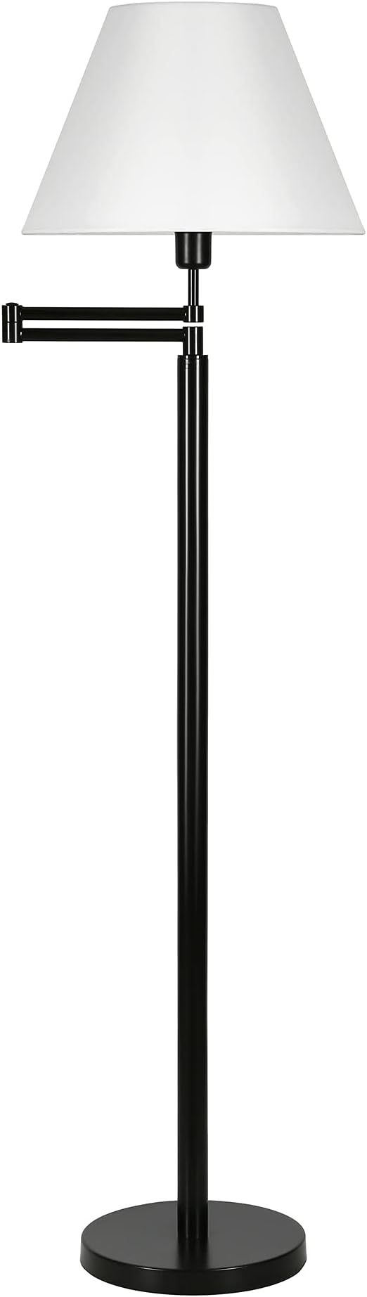 Moby Swing Arm Floor Lamp with Fabric Empire Shade in Blackened Bronze/White