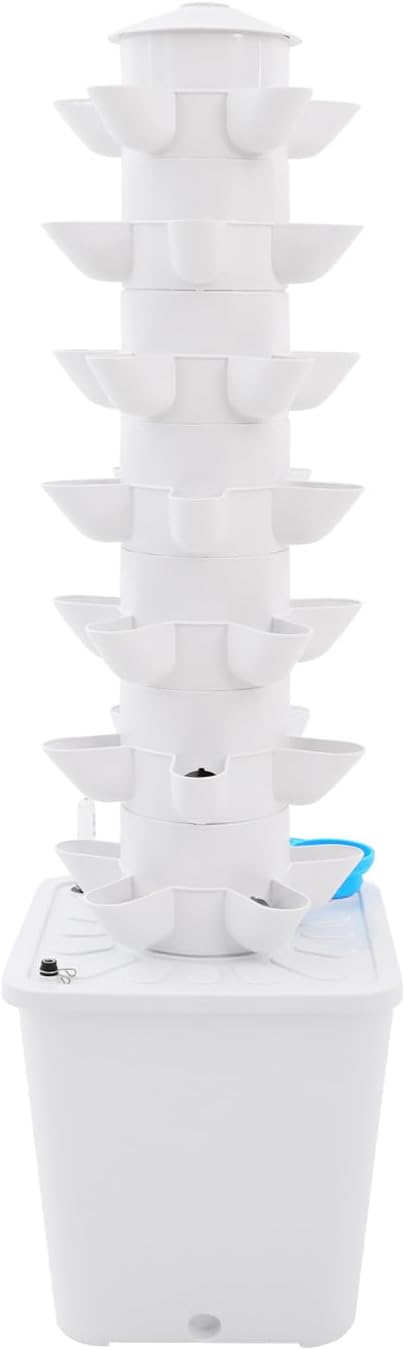 35 Hydroponics Growing System Kit 7 Layers Hydroponic Tower Indoor Outdoor Gardening System with 2.64gal Water Tank & Brushless Dc Pump Vertical Garden Planter Kits for Balcony, Corridor, Office
