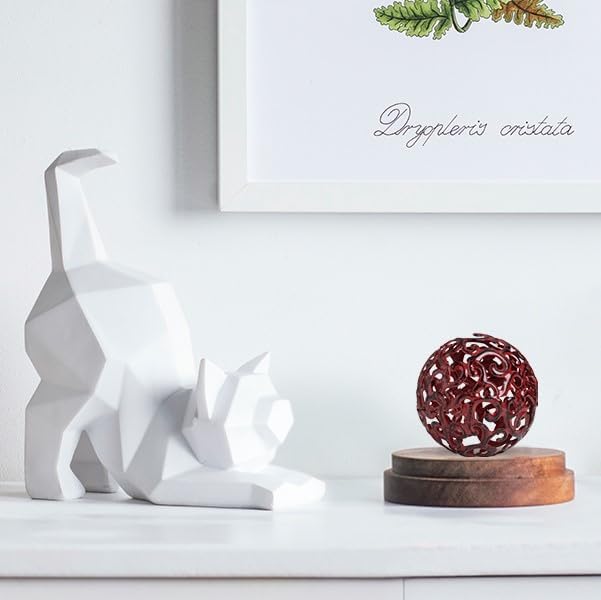 Everydecor Metal Decorative Sphere for Home Decor - Decorative Balls for Shelves, Centerpiece Bowls, Bookshelf - Decoration Orbs Accents for Living Room, Bedroom - Fancy Red Shelf Spheres