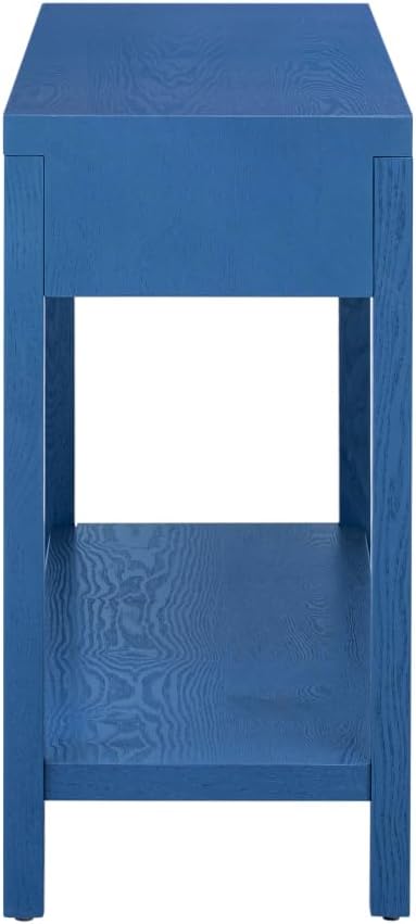 Mid Century Modern Console Table with Ash Veneer,Wood Fluted Entryway Table with Storage Drawers and Shelf for Entryway,Foyer,Living Room (Navy Blue)