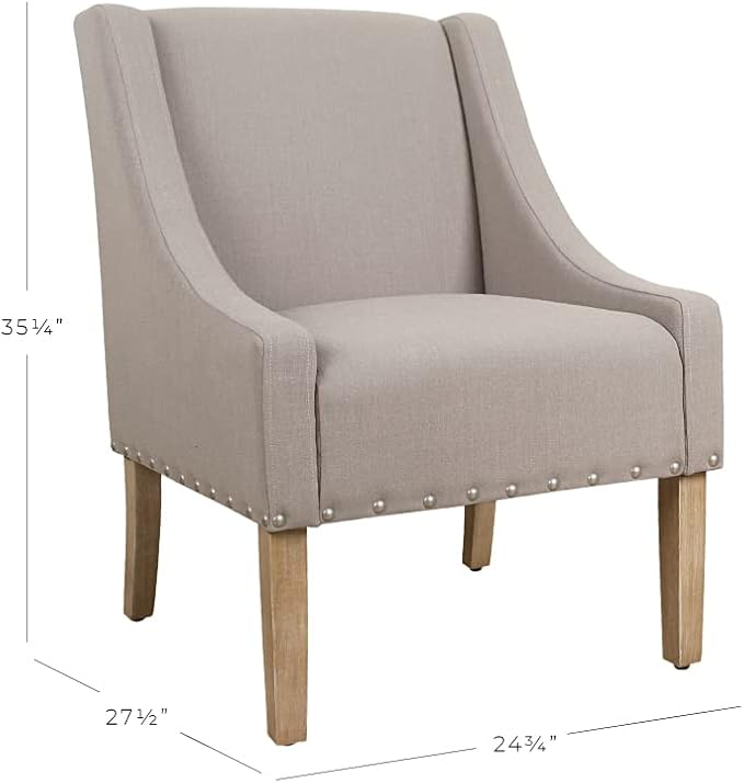 Homepop Home Decor | Upholstered Classic Swoop Arm Accent Chair | Accent Chairs for Living Room & Bedroom | Decorative Home Furniture, Sand Dune