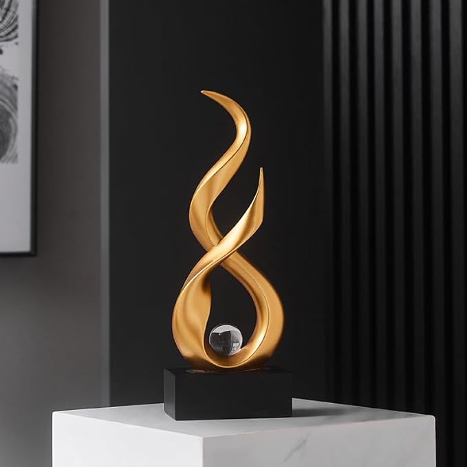 Modern Abstract Art Table Decoration,Resin Gold Statue Modern Ornaments for Living Room Great Gift Idea Home Decor 5 * 2.5 * 10.5 inch,Collectibles