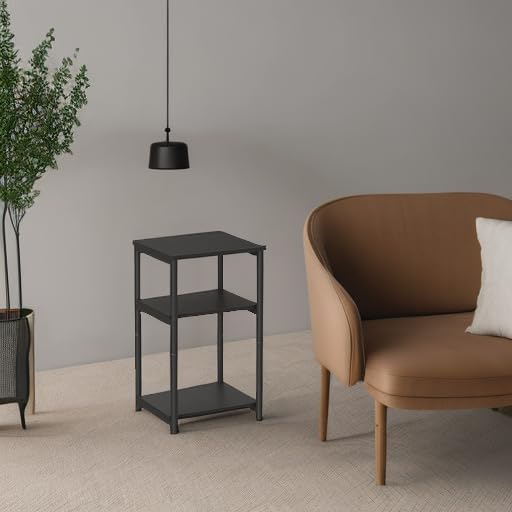 VASAGLE Side Table, Small End Table, Tall Nightstand for Living Room, Bedroom, Office, Bathroom, Classic Black ULET273B16