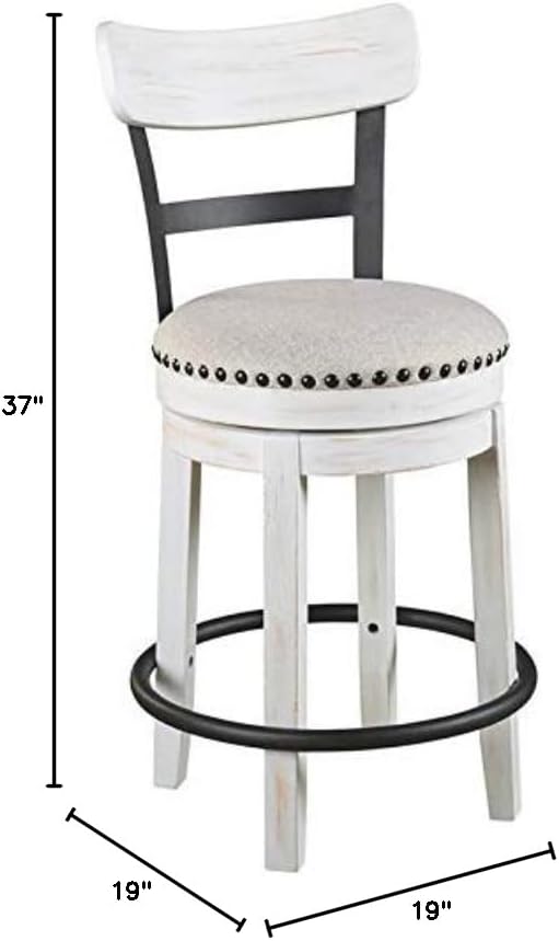 Signature Design by Ashley Valebeck 24.5" Modern Swivel Counter Height Barstool, Whitewash