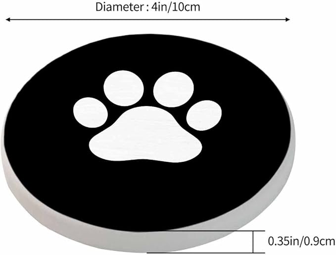 Dog Paw Coasters Set for Wood Table Miraculous Aesthetic Little Animal Puppy Kitten Foot Print Isolated Tabletop Protection Mat for Mugs and Cups 4 Inch for Kitchen Office Home