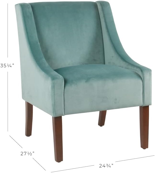 Homepop Home Decor | Upholstered Classic Swoop Arm Accent Chair | Accent Chairs for Living Room & Bedroom | Decorative Home Furniture, Light Velvet Aqua Blue