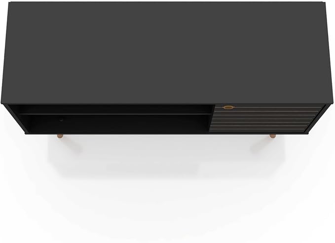 Manhattan Comfort Liberty Mid Century Modern TV Stand for Televisions up to 46 Inches, Bedroom and Living Room Entertainment Center with Storage, Shelves, and Cabinet, 43" Wide, Black