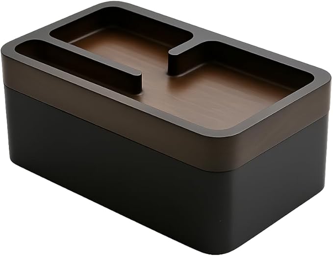 mordeco Revov Tray Box, EDC Valet Tray Box with Authentic Wood Magnetic Rotating Lid, Office Table, EDC Gear Organizer, Home Office, Desk Accessories (Black)