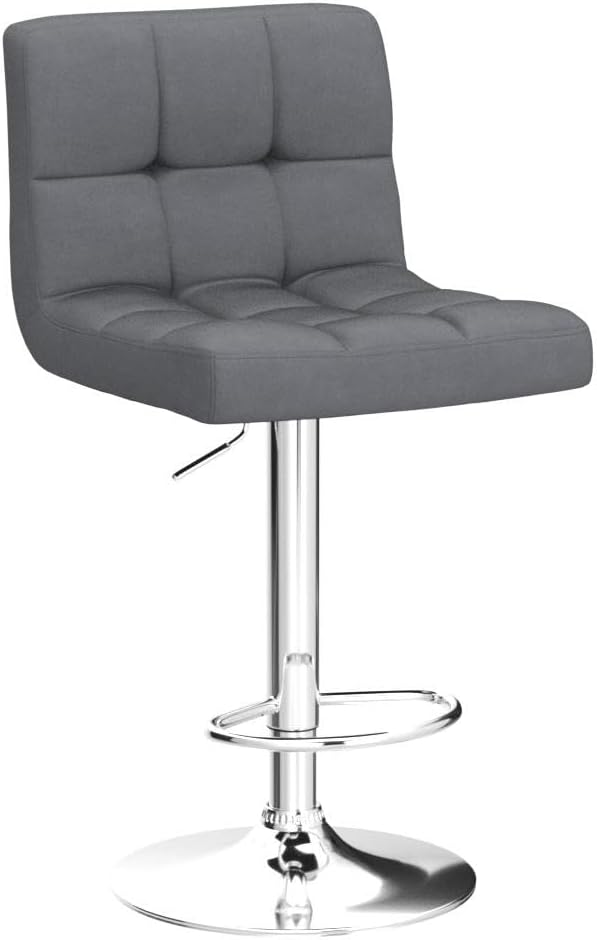 Yaheetech Bar Stools Set of 4, Velvet Fabric Swivel Barstools, Height Adjustable Counter Chairs, Modern Stools with Back for Bar Kitchen Island Dining Room, Dark Grey