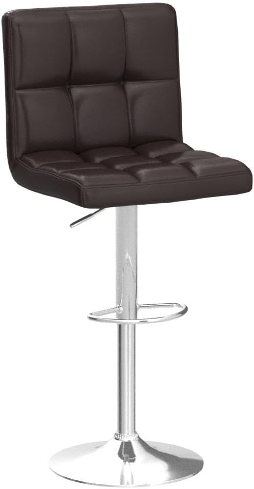 Yaheetech Bar Stools Set of 2, Adjustable PU Leather Swivel Barstools, Modern Counter Stools with Back and Footrest, Counter Height Barstools for Bar, Kitchen, Dining Room, Brown