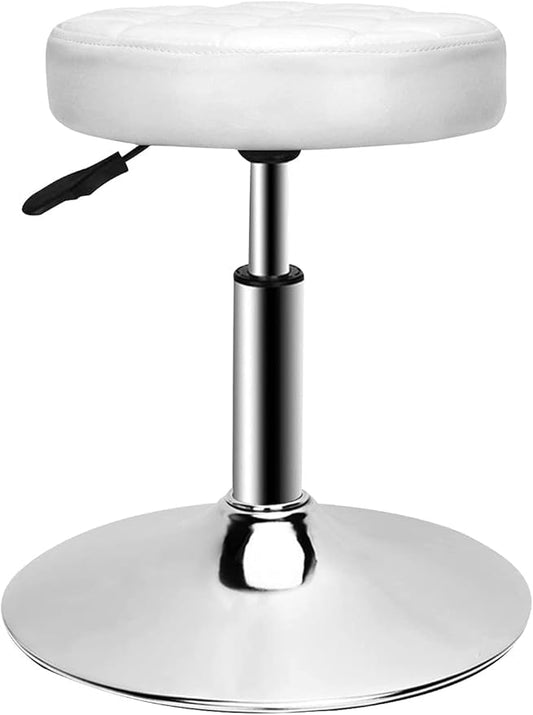QiCheng&LYS Adjustable Height Sit Stand Round Office Stool Chair for Office Home Kitchen Wheelless Beauty Slip Stool (White)