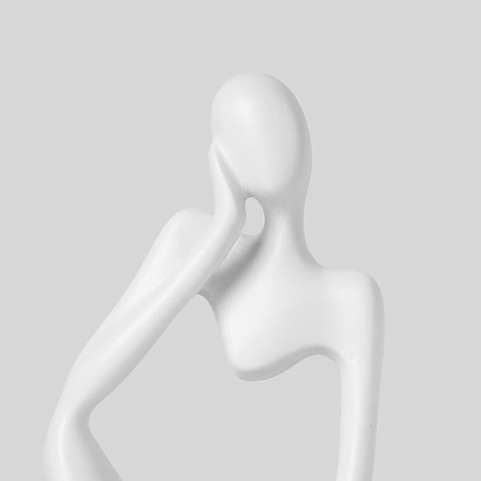 BrownLove 3pcs Decor White Thinker Statue Abstract Art Sculpture，Resin Collectible Figurines for Home Living Room Office Shelf Decoration