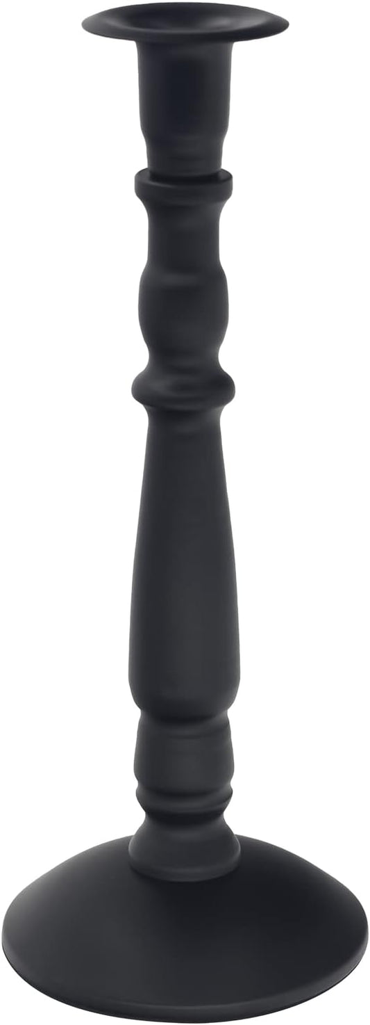 Matte Black Skinny Taper Candle Holder - Iron Slim Candle Stand for 7/8" Candles, Elegant Table Centerpiece for Home Decor and Farmhouse Table - 10"