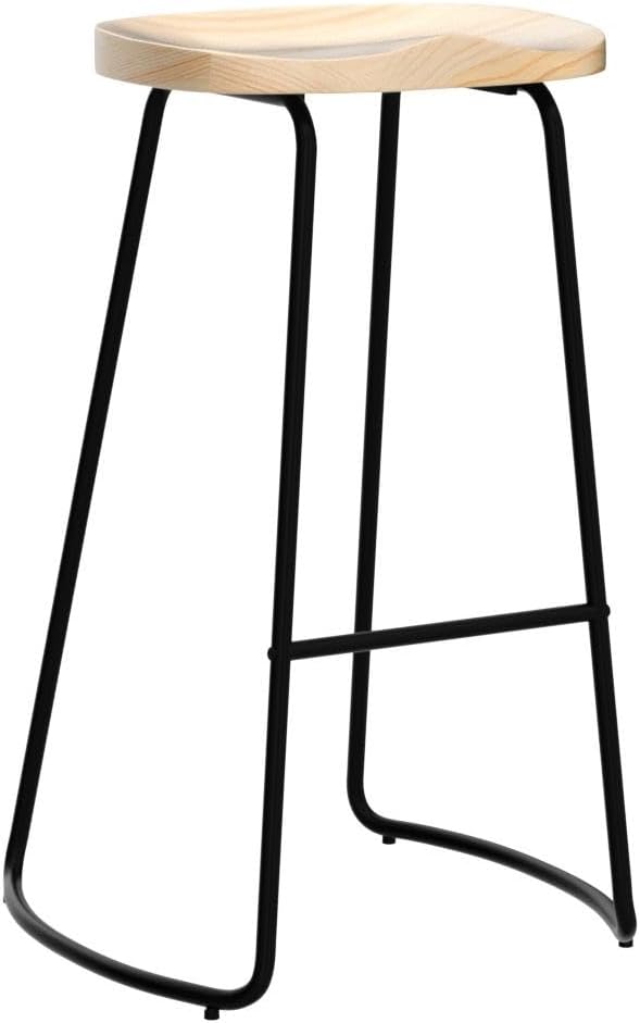 HeuGah Bar Stools Set of 4, Saddle Seat Bar Stools with Metal Legs, Rustic Backless Counter Height Stools, Industrial Counter Stools (Burlywood, 30 Inch)