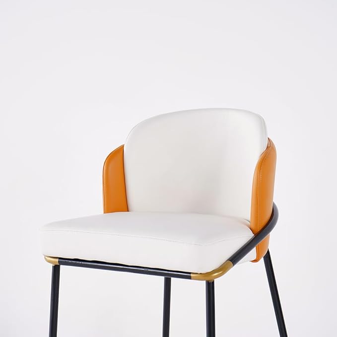 homary Barstools Modern PU Leather Bar Stools with Back and Footrest Waterproof Upholstered Breakfast Chairs for Kitchen Island or Counter (Orange,1 Chair, 41.3" H)