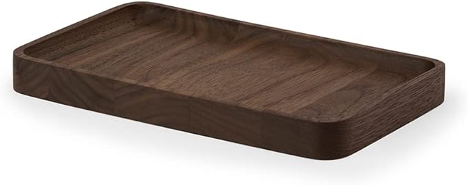 Oakywood Handcrafted Wooden Catchall Tray - Wooden Desk Organiser - Made in The EU - Natural Wood Desktop Storage - Customizable in 3 Sizes - Natural Walnut - 20x12 cm (7.9"x4.7")