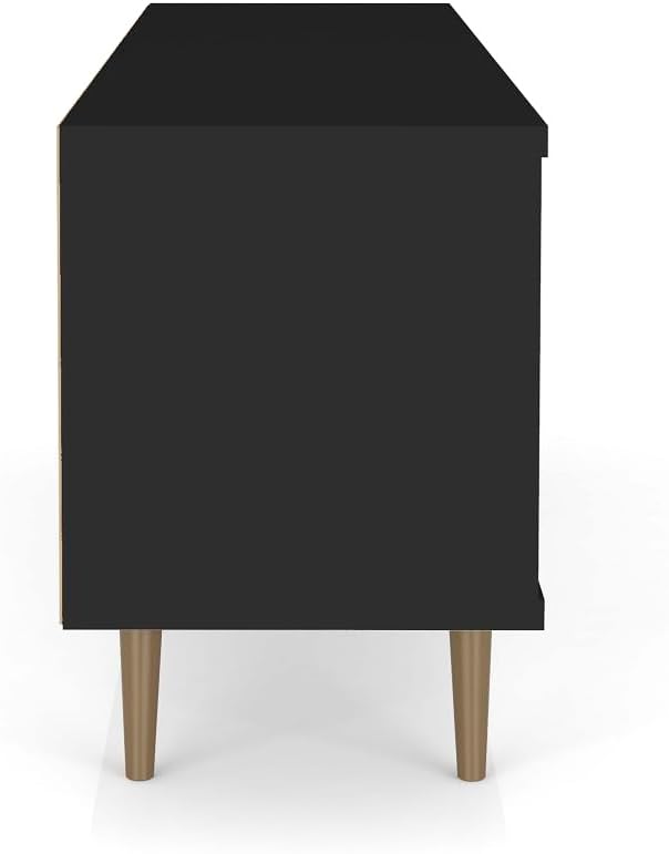 Manhattan Comfort Liberty Mid Century Modern TV Stand for Televisions up to 60 Inches, Bedroom and Living Room Entertainment Center with Storage, Shelves, and Cabinet, 63" Wide, Black