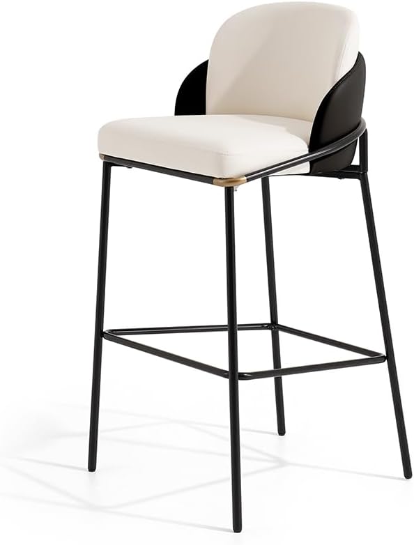 homary Barstools Modern PU Leather Bar Stools with Back and Footrest Waterproof Upholstered Breakfast Chairs for Kitchen Island or Counter (Black,1 Chair, 41.3" H)