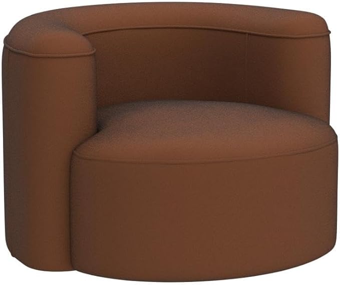 Acanva Luxury Modern Tight Curved Back Velvet Sofa, Minimalist Style Comfy Couch for Living Room Apartment Reception Space, Tangerine Single Chair