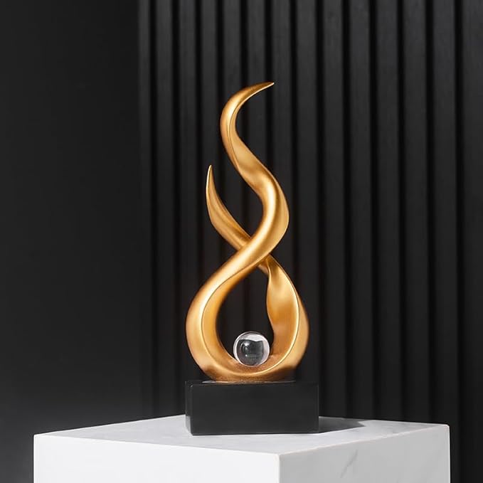Modern Abstract Art Table Decoration,Resin Gold Statue Modern Ornaments for Living Room Great Gift Idea Home Decor 5 * 2.5 * 10.5 inch,Collectibles
