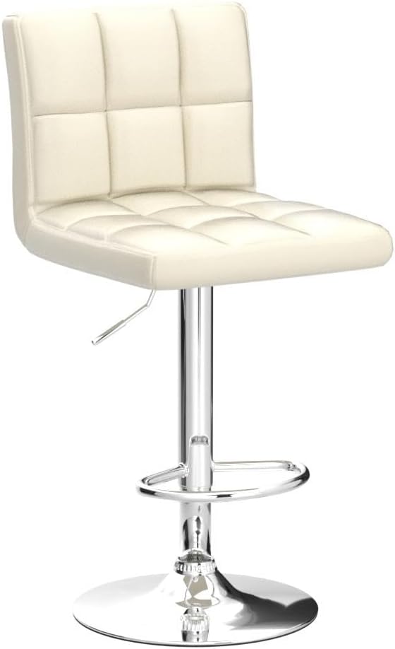 Yaheetech Bar Stools Set of 2, Adjustable PU Leather Swivel Barstools, Modern Counter Height Stools with Back and Footrest for Bar, Kitchen, Dining Room, Beige