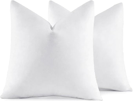 MIULEE 28x28 Pillow Inserts,Set of 2 Down Feather Throw Pillows for Couch Sofa Bed, Decorative Fluffy Throw Pillow Inserts Cotton Fabric,White