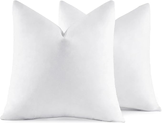 MIULEE 16x16 Pillow Inserts,Set of 2 Down Feather Throw Pillows for Couch Sofa Bed, Decorative Fluffy Throw Pillow Inserts Cotton Fabric,White