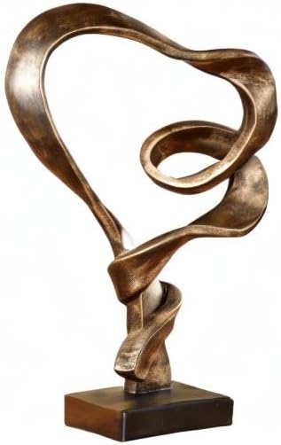 Touch of Class Lifes Journey Table Sculpture - Antique Gold - Love Statue Decor - Modern Decorative Sculptures for Desk, Bedside - Resin Abstract Heart Design - Ribbon-Like Representation