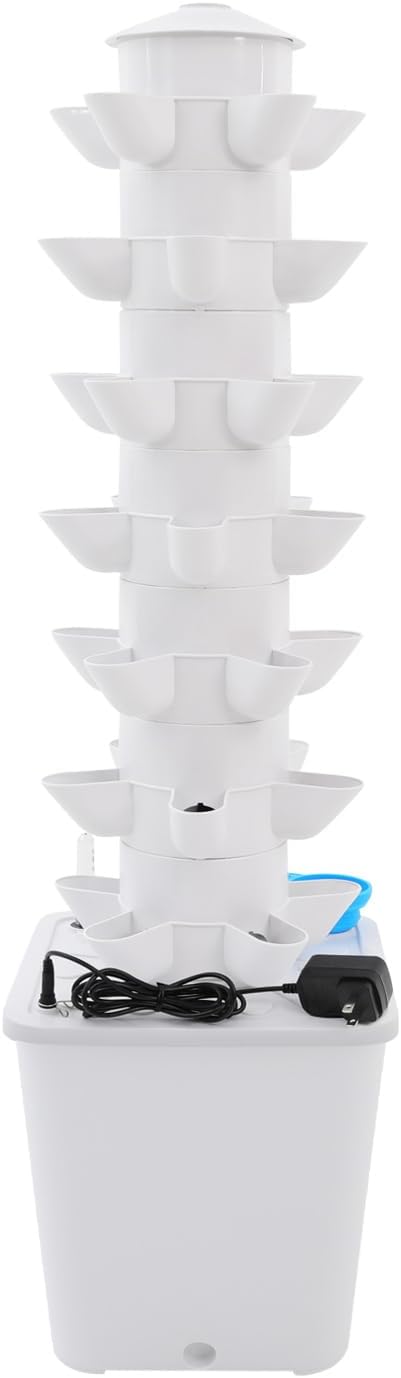 35 Hydroponics Growing System Kit 7 Layers Hydroponic Tower Indoor Outdoor Gardening System with 2.64gal Water Tank & Brushless Dc Pump Vertical Garden Planter Kits for Balcony, Corridor, Office