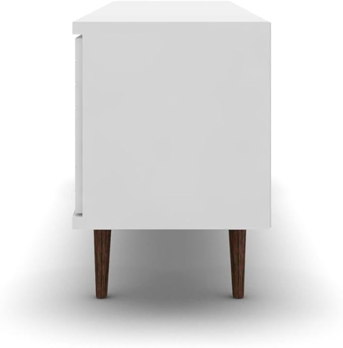 Manhattan Comfort Liberty Mid Century Modern TV Stand for Televisions up to 60 Inches, Bedroom and Living Room Entertainment Center with Storage, Shelves, and Cabinet, 63" Wide, White