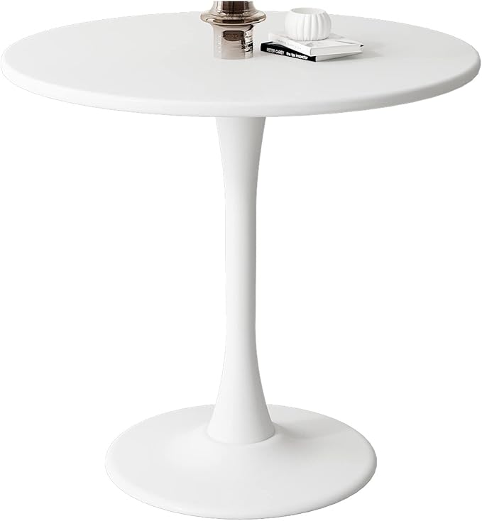 White Round Table Modern Tulip Dining Table White Round Kitchen Table Mid Century Coffee Table for Living Room, 24 inch