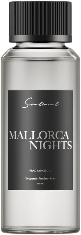 Mallorca Nights Hotel Diffuser Oil | Aromatherapy Home Fragrance | Luxurious Scent with Notes of Bergamot, Jasmine, Rose, 120ml