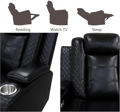 Oversized Power Recliner Chair, Multifunction Recliners Chair with Home Theater Seating, Oversized Single Electric Recliner Furniture for Living Room Apartment Home Theater, Black