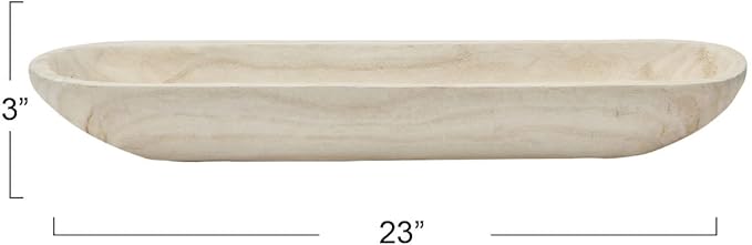 Creative Co-Op Decorative Paulownia Wood Tray, White