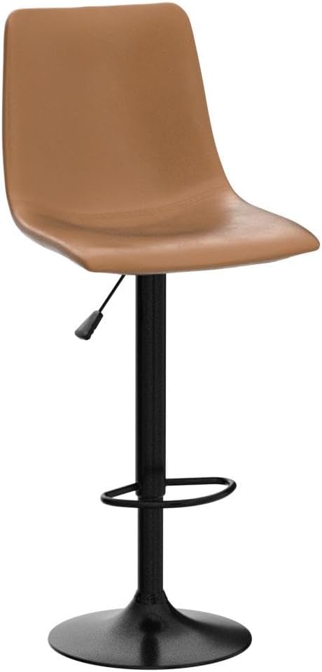 LEMBERI Bar Stools Set of 2, Modern Swivel Barstools Counter Height with Backrest, Faux Leather Upholstered Bar Chairs for Kitchen Island, Whisky