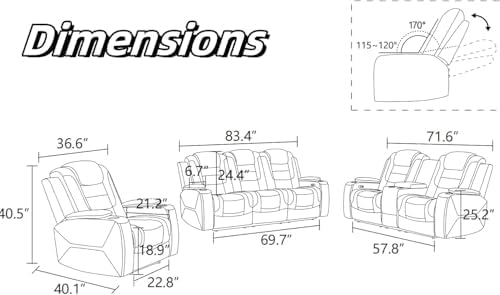 Oversized Power Recliner Chair, Multifunction Recliners Chair with Home Theater Seating, Oversized Single Electric Recliner Furniture for Living Room Apartment Home Theater, Black