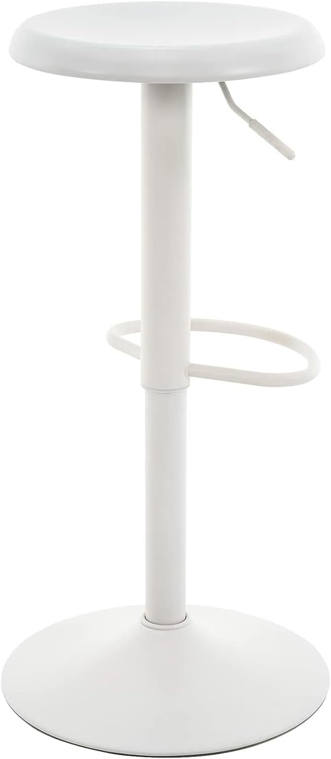 Brage Living Bar Stools, Adjustable Height Swivel Bar Stools, Metal Airlift Barstools, Backless Counter Height Bar Chairs for Kitchen Dining Room Pub Cafe 1Pc (White)