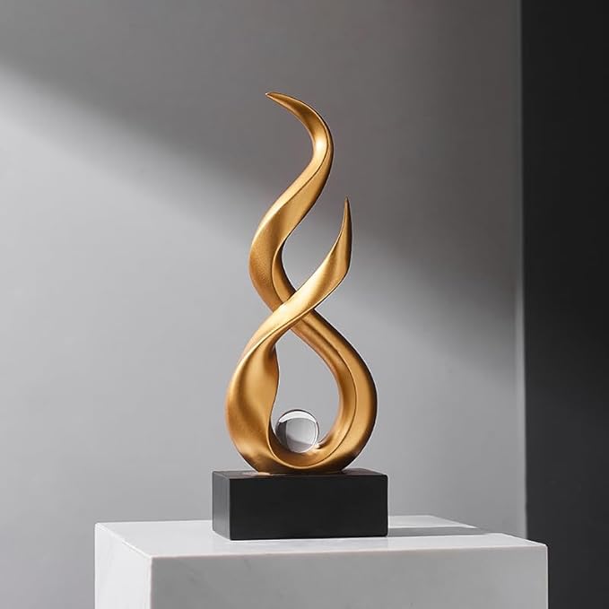 Modern Abstract Art Table Decoration,Resin Gold Statue Modern Ornaments for Living Room Great Gift Idea Home Decor 5 * 2.5 * 10.5 inch,Collectibles