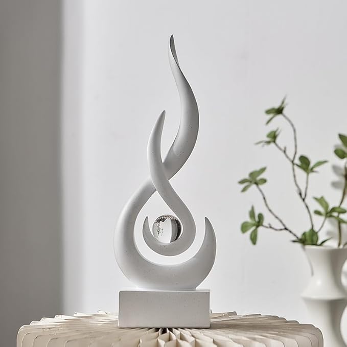 Modern Abstract Art Table Decoration - Ceramic Statue Modern White Ornaments for Living Room Great Gift Idea Home Décor 5 * 2.5 * 10.5 inch Gift Box Included (Sandstone)