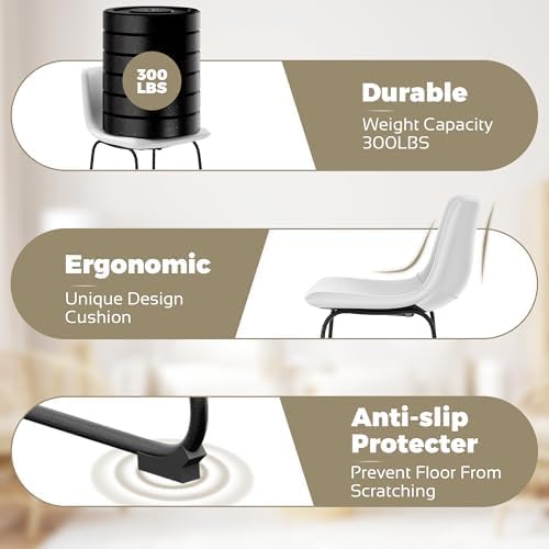 Bar Stools Set of 2, 30inch Bar Height Bar Stools with Back, Modern Faux Leather Bar Stools with Metal Legs and Footrest, Urban Armless Bar Chairs for Kitchens Island (White)