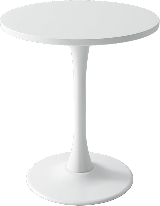 White Tulip Round Table, Modern Kitchen Dining Table, Mid Century Coffee Table for Living Room, 24 inch