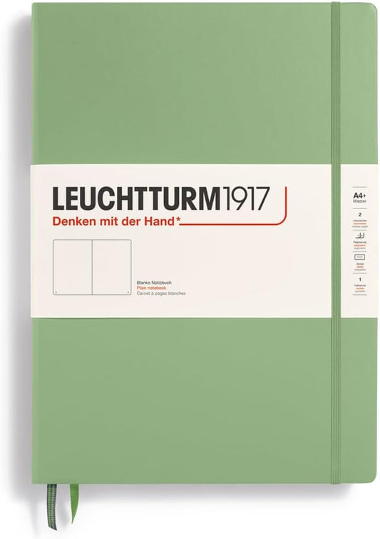 LEUCHTTURM1917 - Notebook Hardcover Master Classic A4+ - 235 Numbered Pages for Writing and Journaling (Sage, Plain)