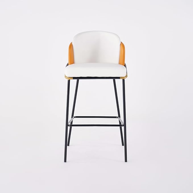 homary Barstools Modern PU Leather Bar Stools with Back and Footrest Waterproof Upholstered Breakfast Chairs for Kitchen Island or Counter (Orange,1 Chair, 41.3" H)